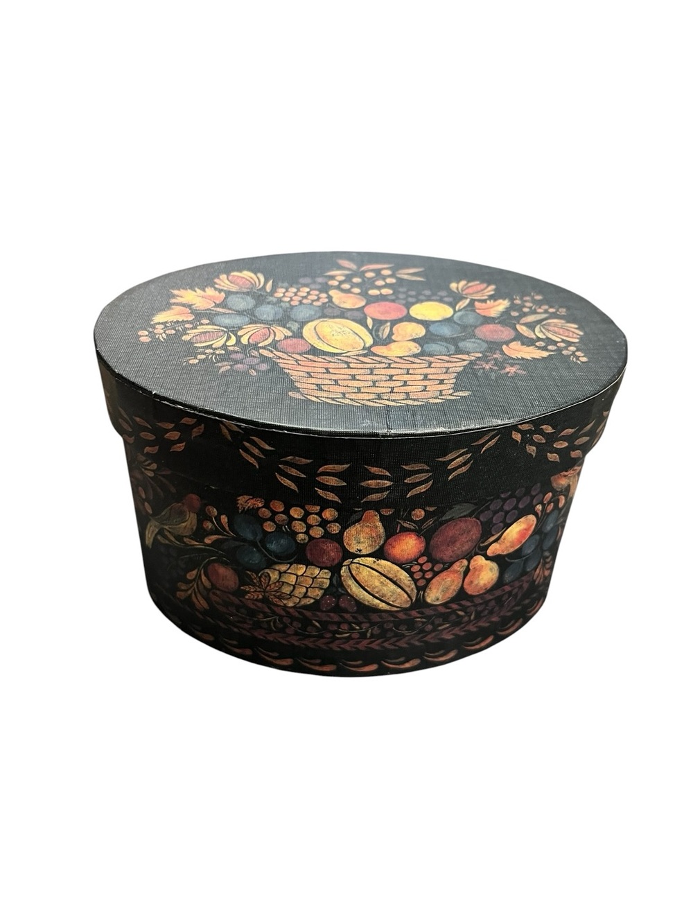 Bobs Boxes Primitive Floral Band Box Black Colonial Style Board